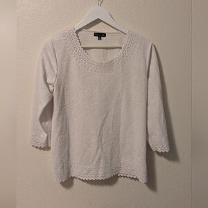 Chances R White Textured Blouse